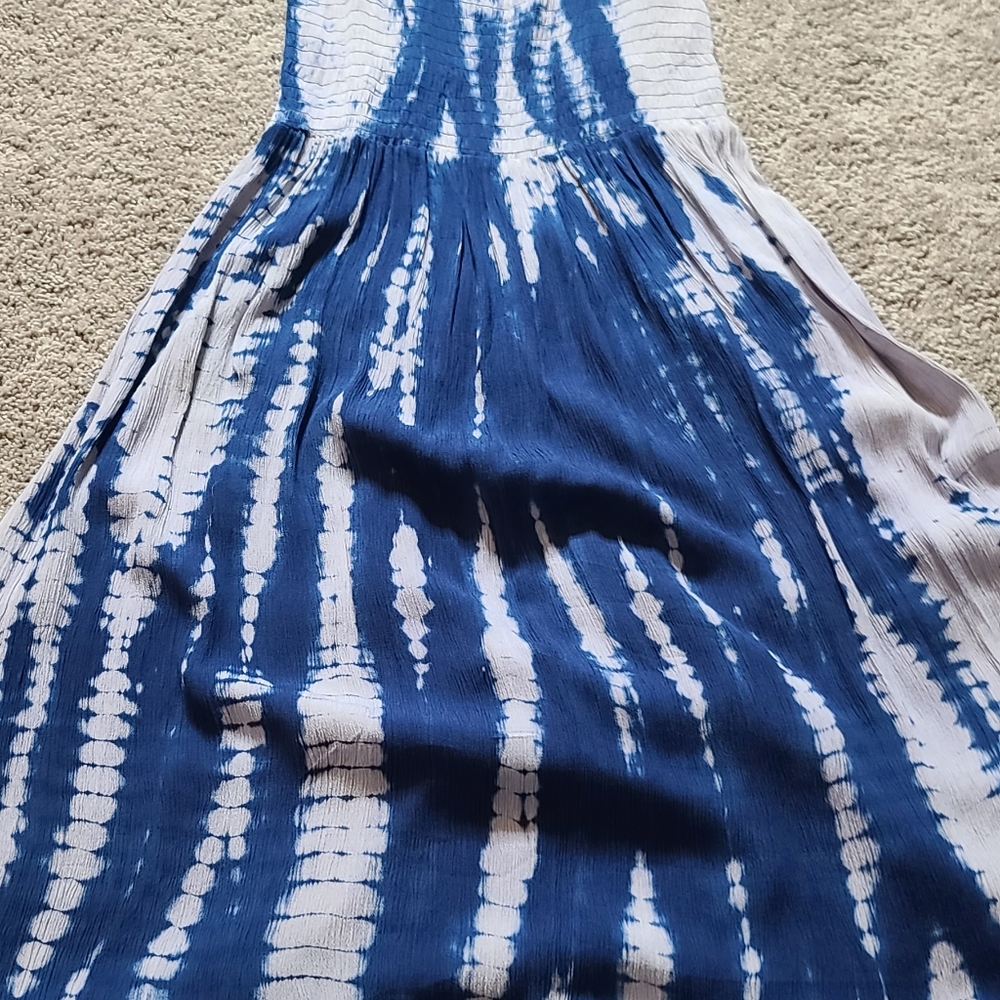 Womens Blue White Tie Dye Dress S - Picture 5 of 7